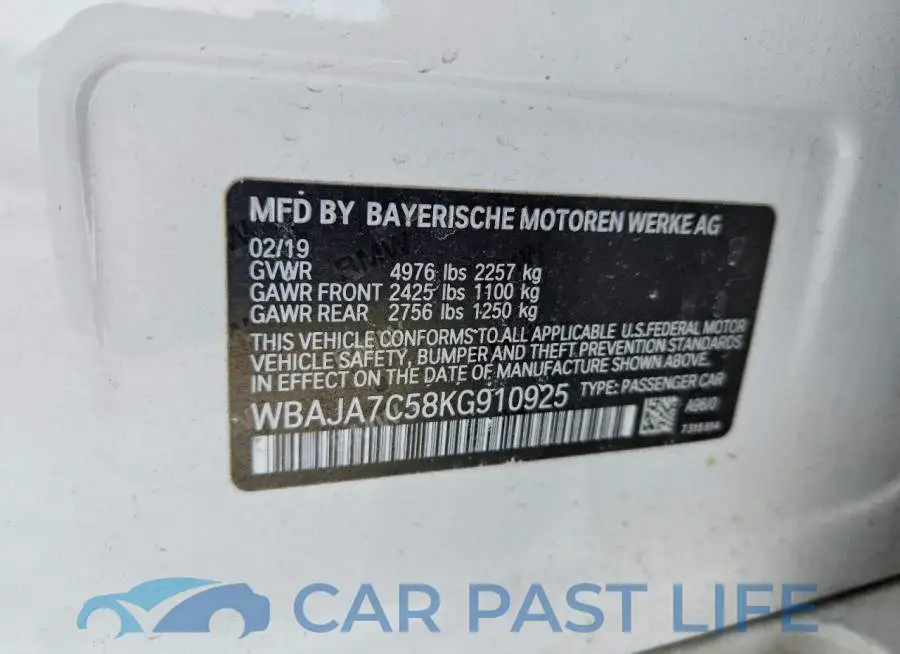 WBAJA7C58KG910925# 12