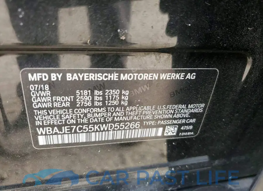 WBAJE7C55KWD55266# 12