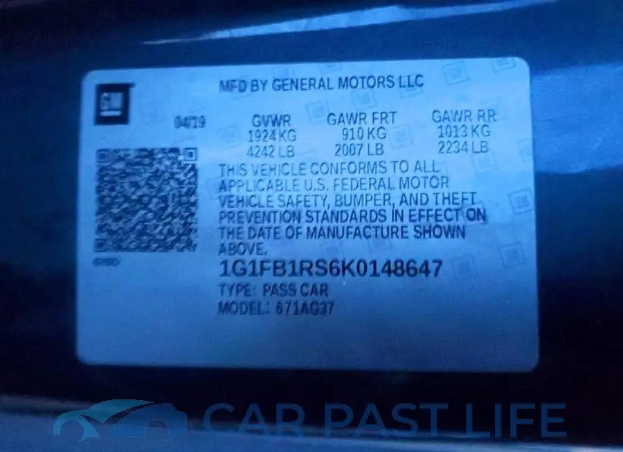 1G1FB1RS6K0148647# 12
