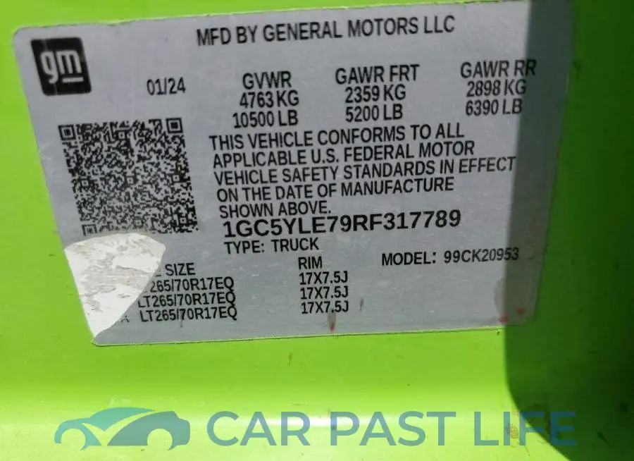 1GC5YLE79RF317789# 12