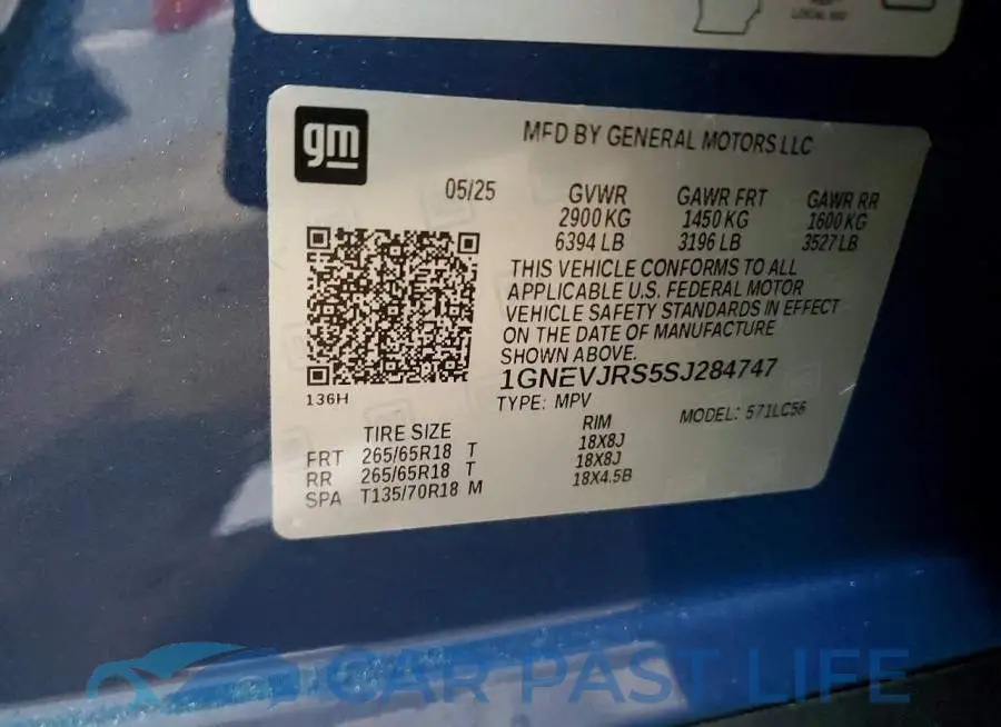 1GNEVJRS5SJ284747# 13