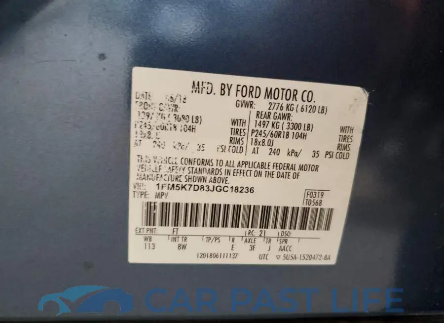 1FM5K7D83JGC18236# 13