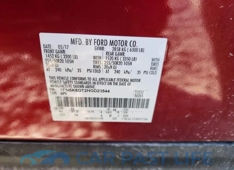 1FM5K8GT2HGD23544# 12
