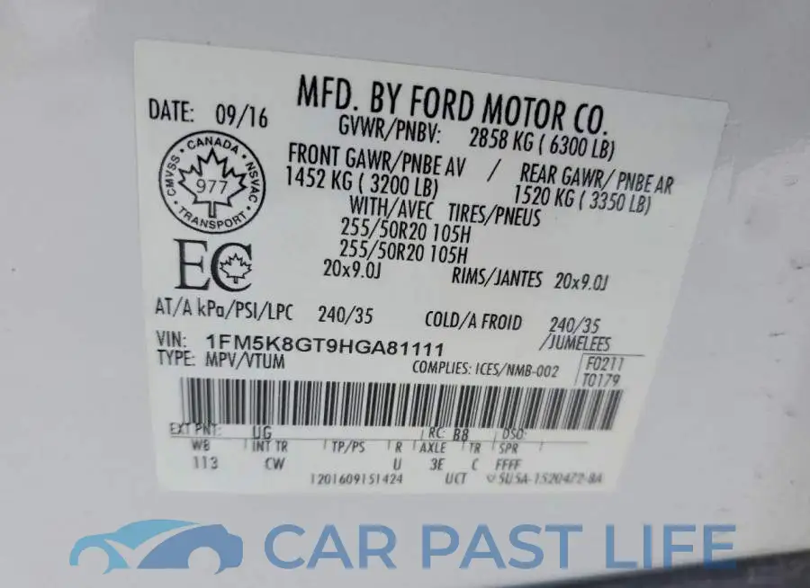 1FM5K8GT9HGA81111# 13