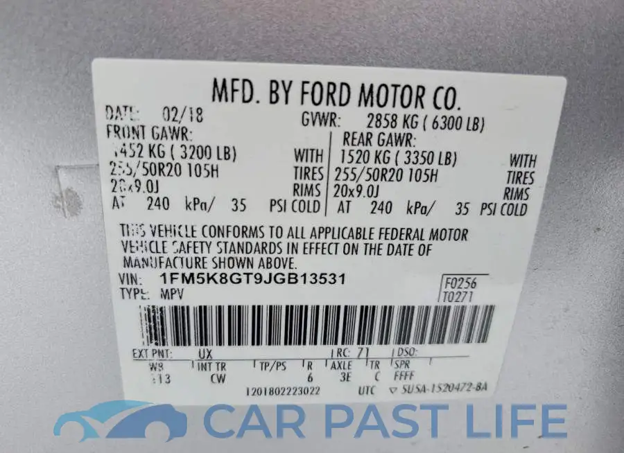 1FM5K8GT9JGB13531# 13
