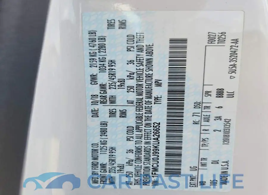 1FMCU0J99KUA26652# 13