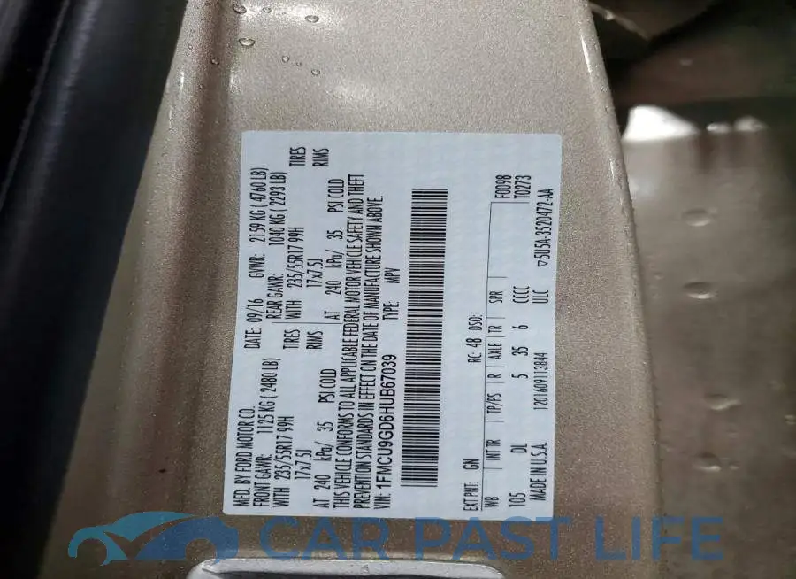 1FMCU9GD6HUB67039# 13
