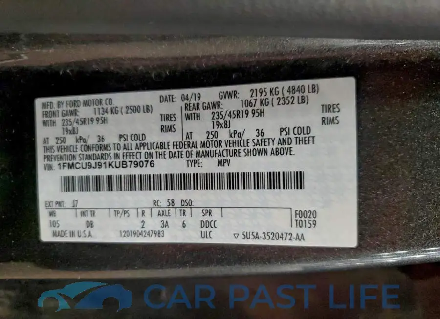 1FMCU9J91KUB79076# 13