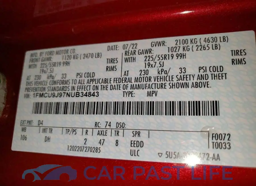 1FMCU9J97NUB34843# 13