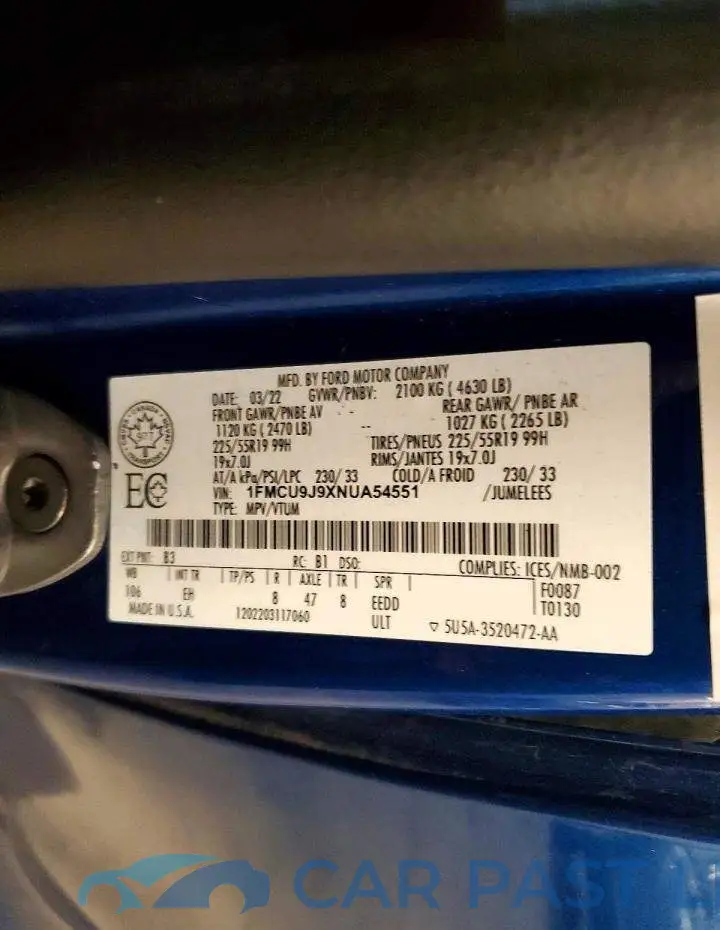 1FMCU9J9XNUA54551# 13