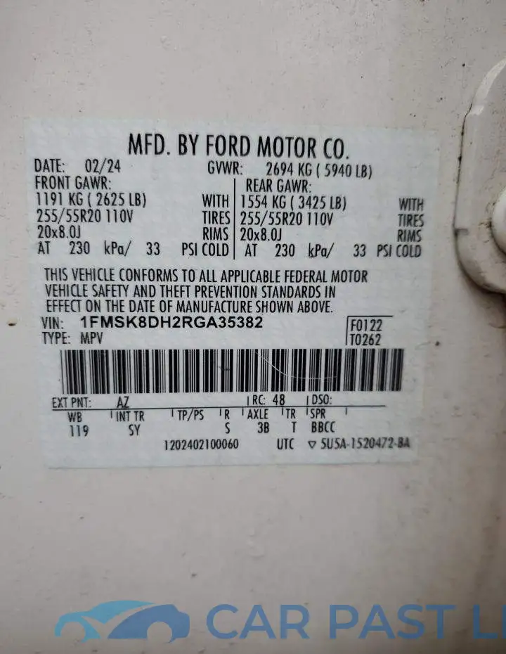 1FMSK8DH2RGA35382# 13