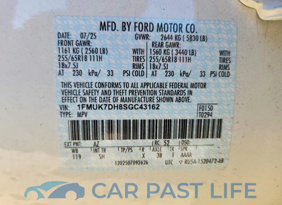 1FMUK7DH8SGC43162# 14