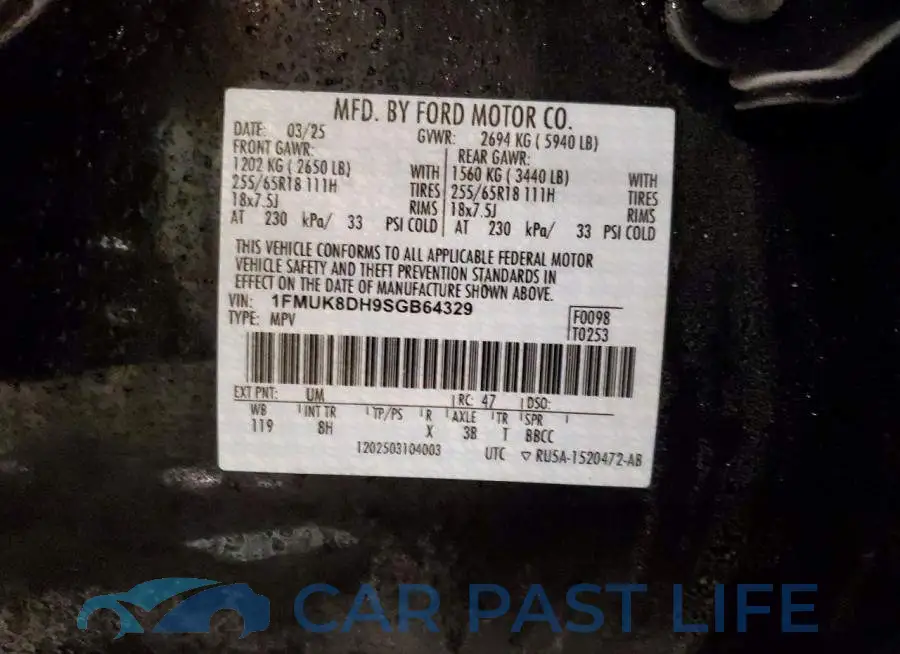 1FMUK8DH9SGB64329# 13