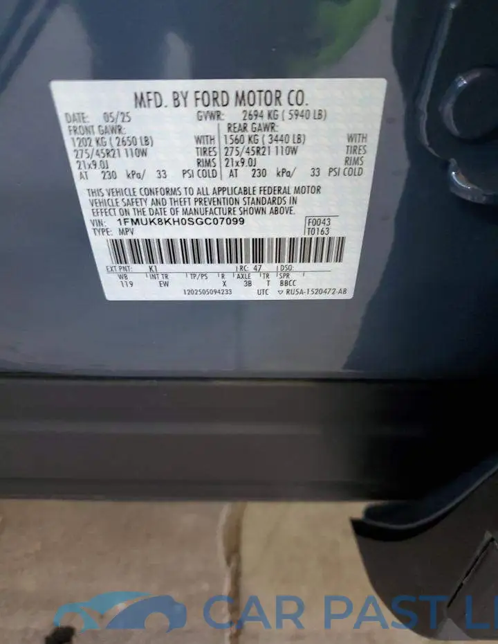 1FMUK8KH0SGC07099# 14