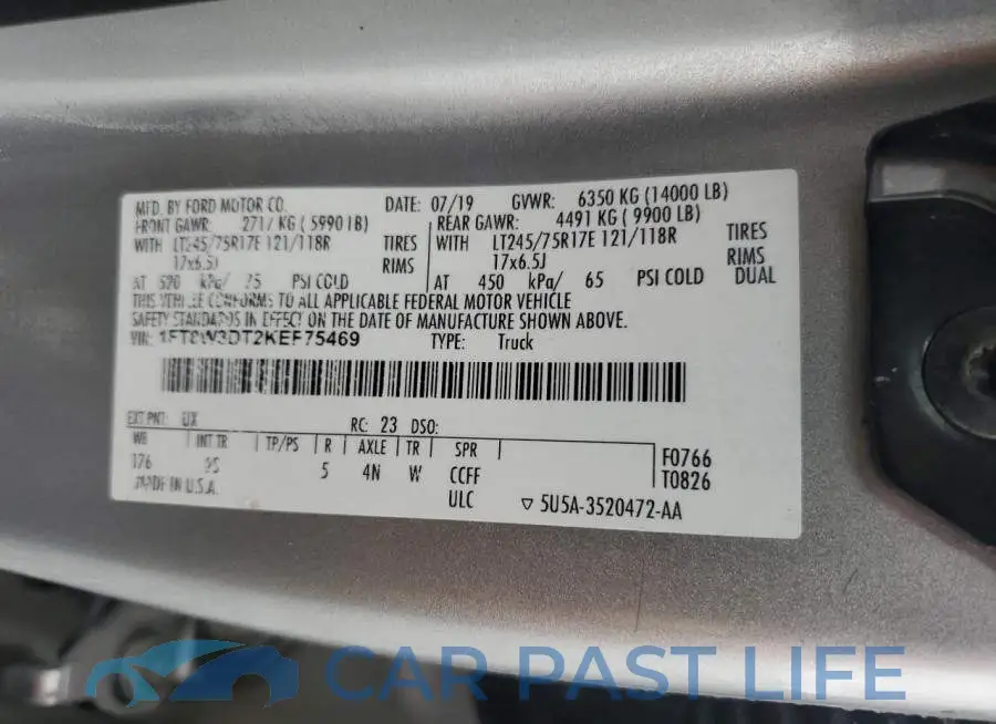 1FT8W3DT2KEF75469# 12
