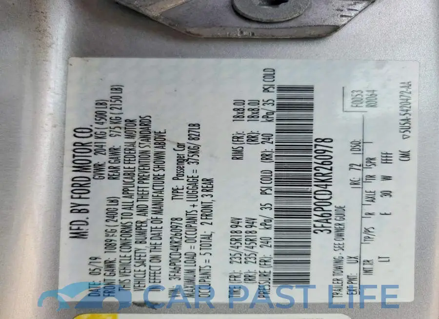 3FA6P0CD4KR260978# 12