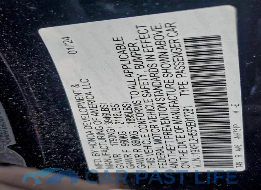 19XFL2H55RE017281# 12