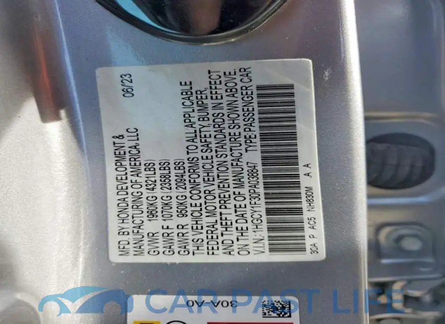1HGCY1F30PA038847# 13