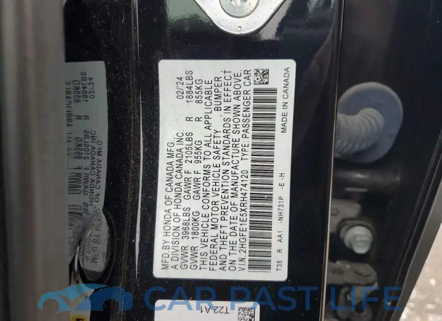 2HGFE1E5XRH474120# 12