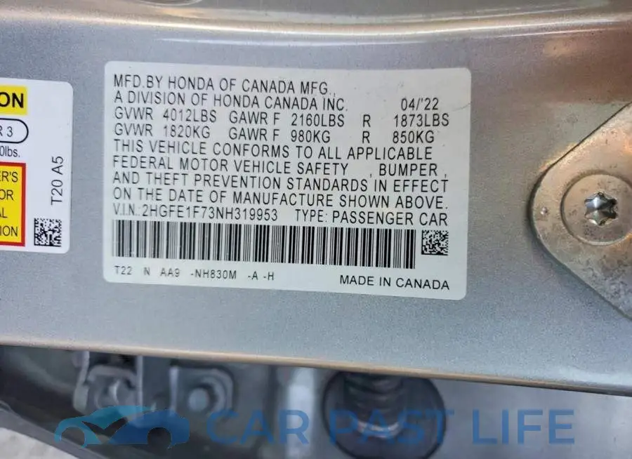 2HGFE1F73NH319953# 12