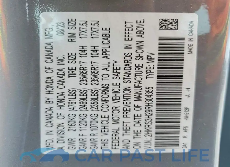 2HKRS3H29RH304355# 14