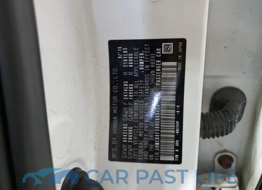 JHMCR6F50HC009430# 12