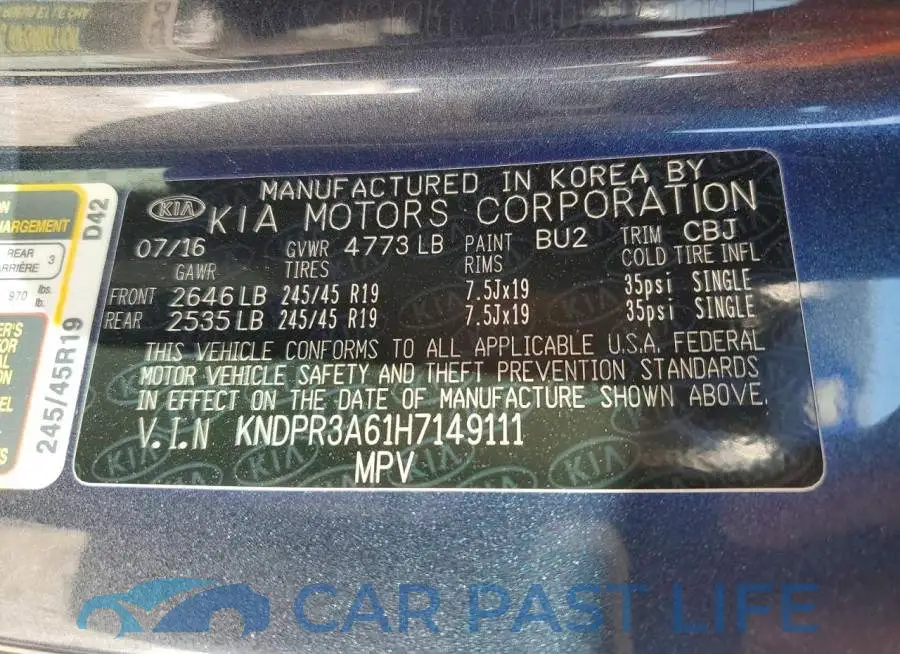 KNDPR3A61H7149111# 12
