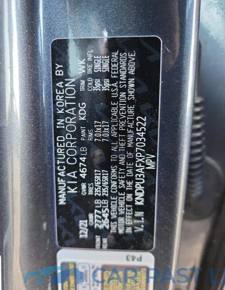 KNDPU3AFXP7034522# 14