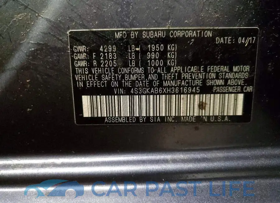 4S3GKAB6XH3616945# 12