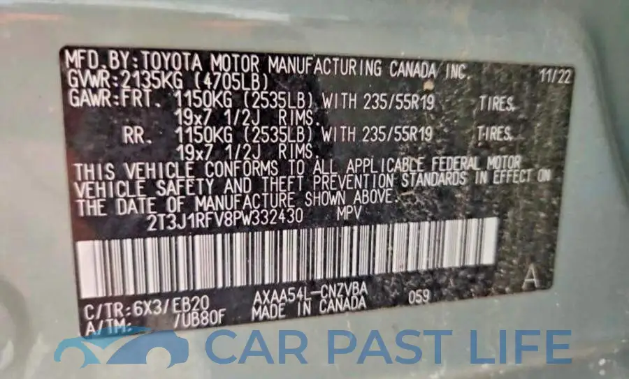 2T3J1RFV8PW332430# 10