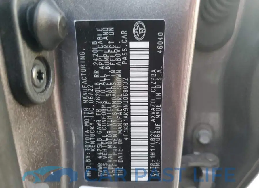 4T1K61AK9NU068032# 13