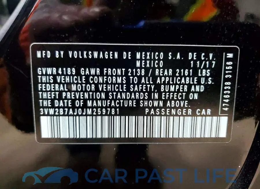 3VW2B7AJ0JM259781# 12