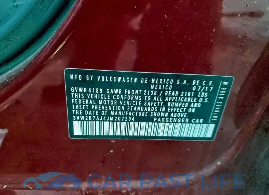3VW2B7AJ4JM207294# 12