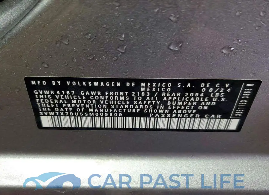 3VW7X7BU5SM009809# 12