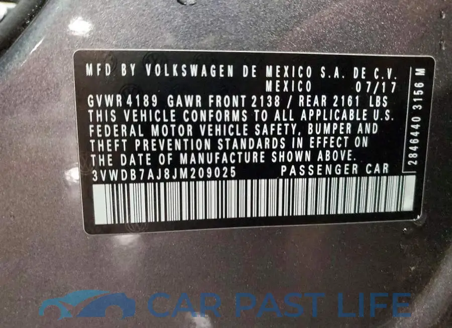 3VWDB7AJ8JM209025# 12
