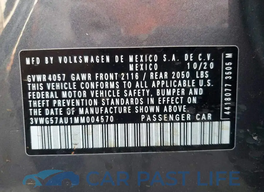 3VWG57AU1MM004570# 13
