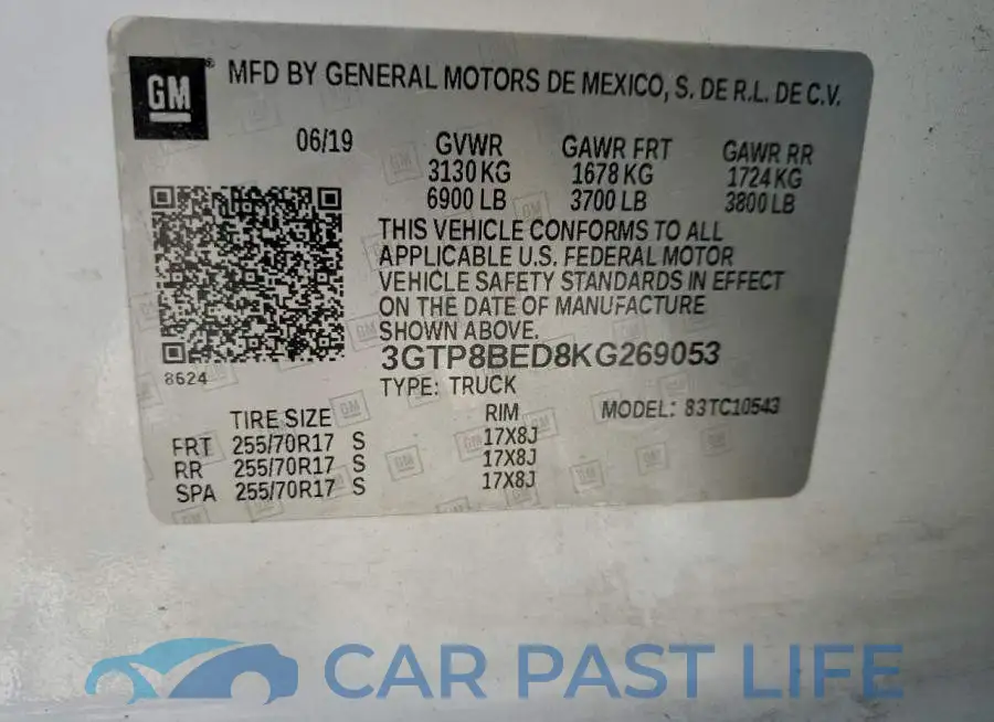 3GTP8BED8KG269053# 13