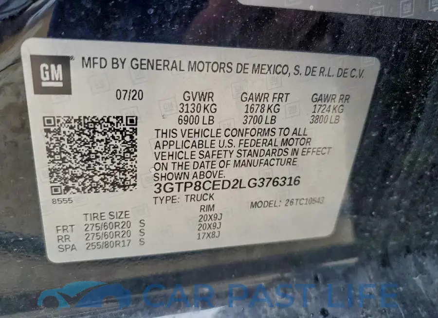3GTP8CED2LG376316# 12