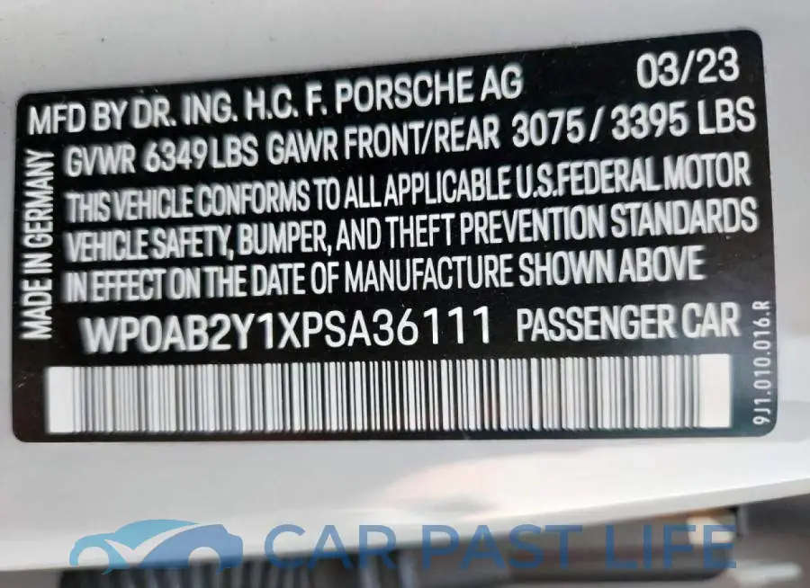 WP0AB2Y1XPSA36111# 13