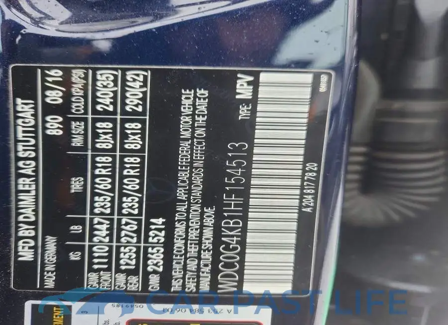 WDC0G4KB1HF154513# 14