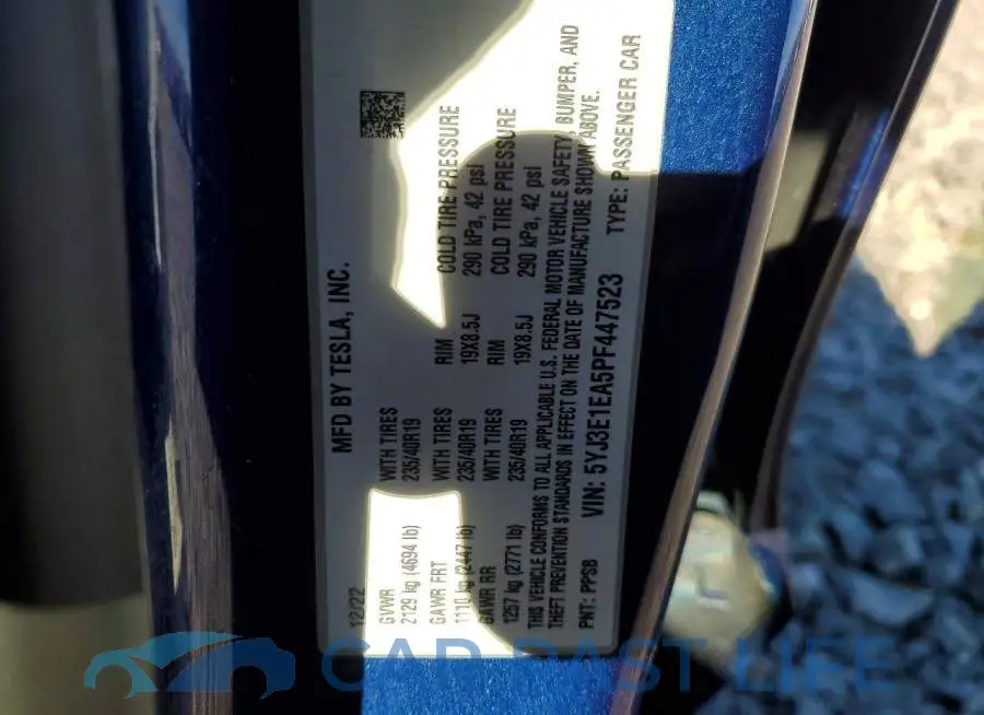 5YJ3E1EA5PF447523# 12