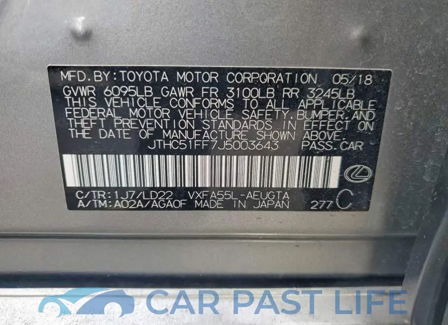 JTHC51FF7J5003643# 12