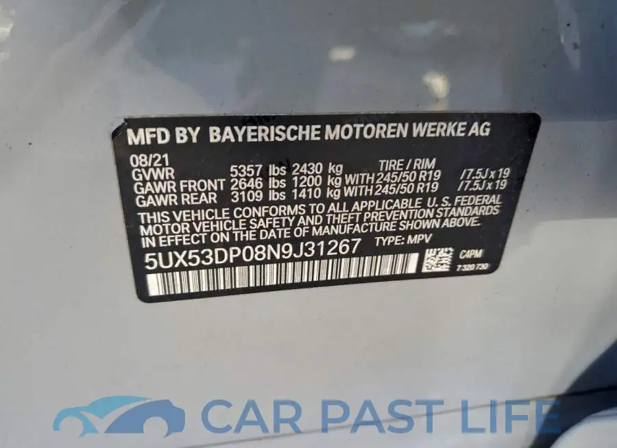 5UX53DP08N9J31267# 12