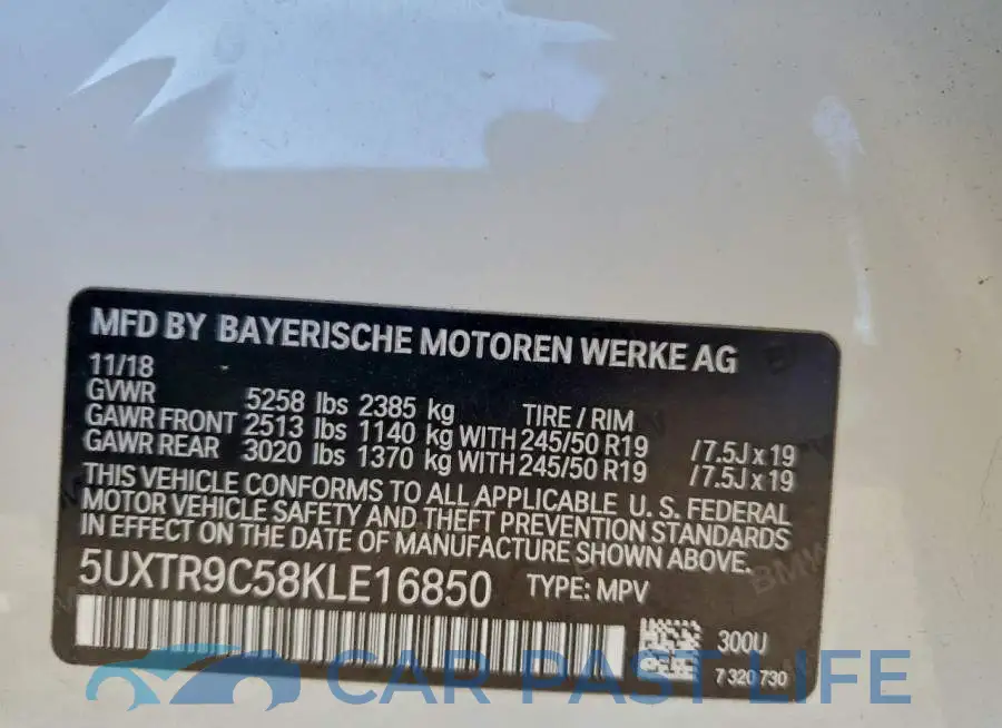 5UXTR9C58KLE16850# 14