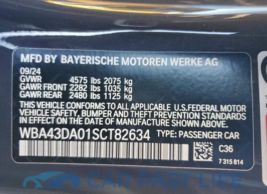 WBA43DA01SCT82634# 12