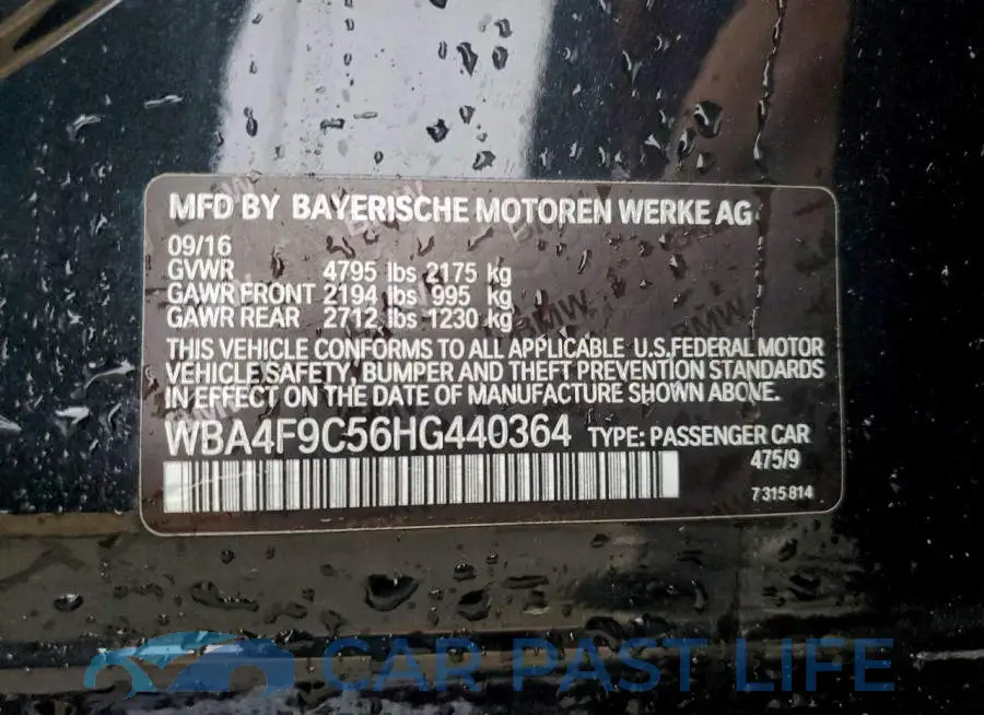 WBA4F9C56HG440364# 12