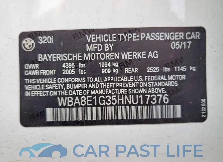 WBA8E1G35HNU17376# 12
