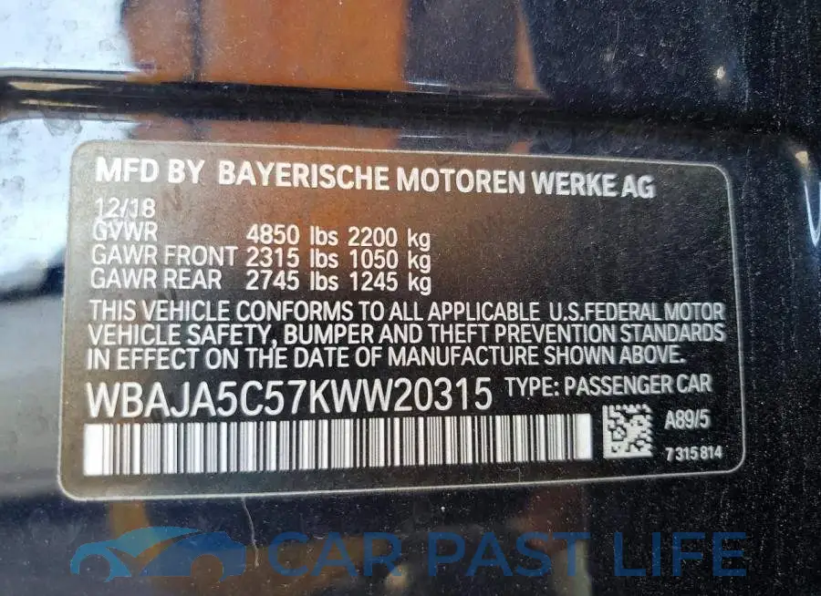 WBAJA5C57KWW20315# 12