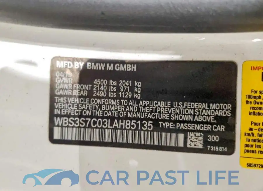 WBS3S7C03LAH85135# 12