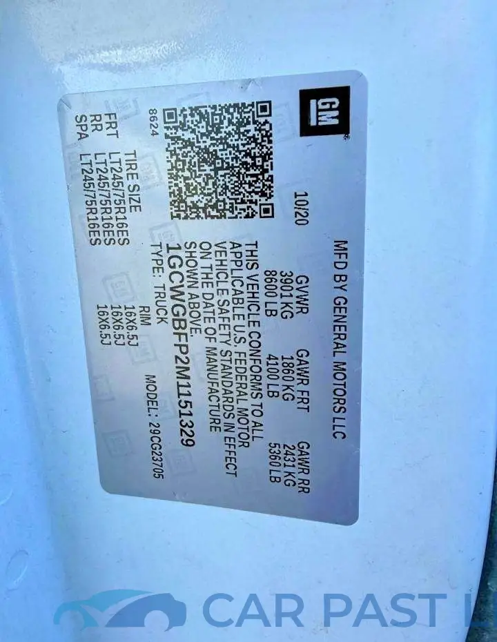 1GCWGBFP2M1151329# 10